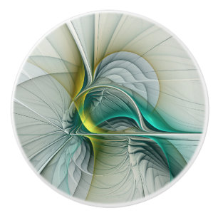 Bouton De Porte En Céramique Hypnotique Abstrait Golden Turquoise Turquoise Fra