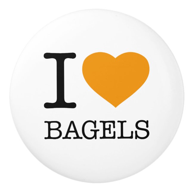 BOUTON DE PORTE EN CÉRAMIQUE I LOVE BAGELS (Devant)
