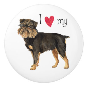 Bouton De Porte En Céramique I Love my Brussels Griffon