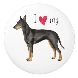 Bouton De Porte En Céramique I Love my Manchester Terrier