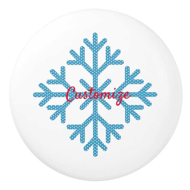 Bouton De Porte En Céramique Icy Blue Snowflake Thunder_Cove (Devant)
