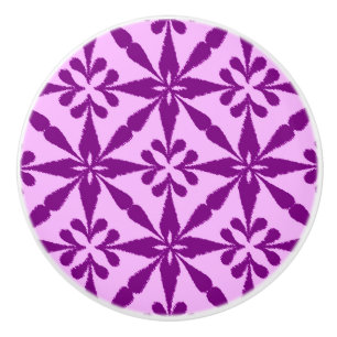 Bouton De Porte En Céramique Ikat Star Motif - Violet et orchidée