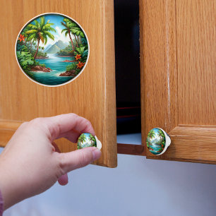 Bouton De Porte En Céramique Îles tropicales