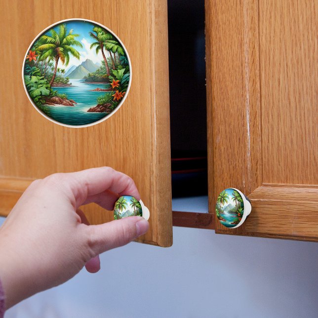 Bouton De Porte En Céramique Îles tropicales (Créateur téléchargé)