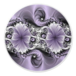 Bouton De Porte En Céramique Illusion de lilas Art floral abstrait fractal Fant