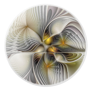 Bouton De Porte En Céramique Illusion d'optique abstraite fractale 3D avec prof