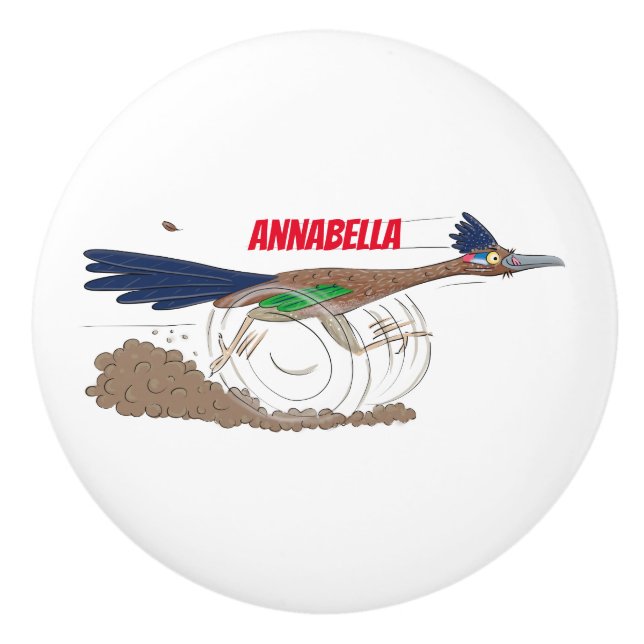 Bouton De Porte En Céramique Illustration amusante de la caricature d'oiseau du (Devant)