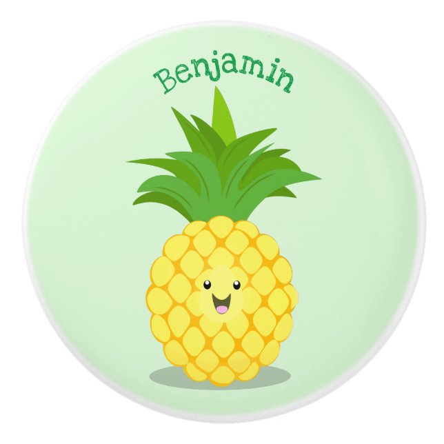 Bouton De Porte En Céramique Illustration d'ananas mignon (Devant)