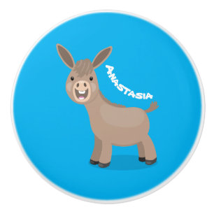 Bouton De Porte En Céramique Illustration d'âne miniature joyeux