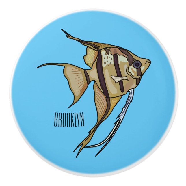 Bouton De Porte En Céramique Illustration d'angelfish (Devant)