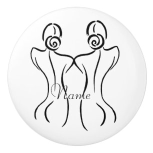 Bouton De Porte En Céramique Illustration d'art féminin Thunder_Cove