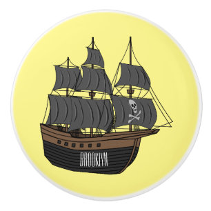 Bouton De Porte En Céramique Illustration de bateau pirate