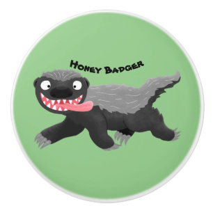 Bouton De Porte En Céramique Illustration de blaireau au miel affamé