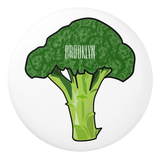 Bouton De Porte En Céramique Illustration de Broccoli (Devant)