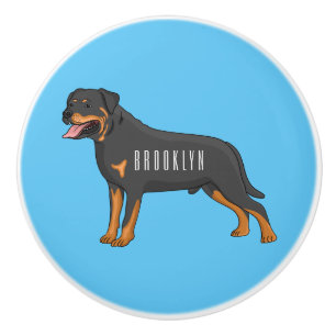 Bouton De Porte En Céramique Illustration de chien Rottweiler
