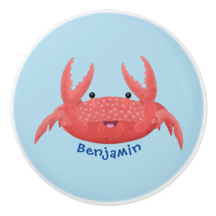 Bouton De Porte En Céramique Illustration de crabe cartoon mignon avec des tach