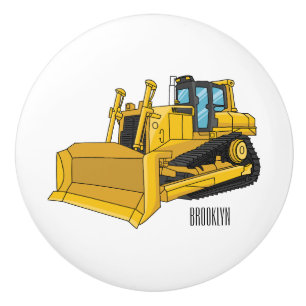 Bouton De Porte En Céramique Illustration de dessin animé Bulldozer
