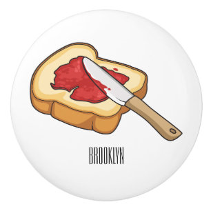 Bouton De Porte En Céramique Illustration de dessin animé de pain et de confitu