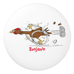 Bouton De Porte En Céramique Illustration de dessin animé de poulet cool qui co