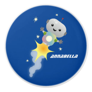 Bouton De Porte En Céramique Illustration de dessin animé d'un robot mignon vol