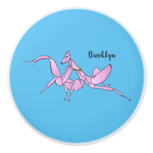 Bouton De Porte En Céramique Illustration de dessin animé d'une mante orchidée
