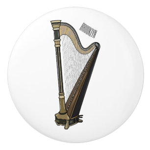 Bouton De Porte En Céramique Illustration de dessin animé sur la harpe
