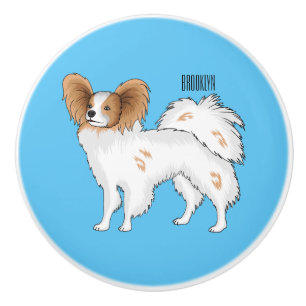 Bouton De Porte En Céramique Illustration de dessin pour chien de Papillon