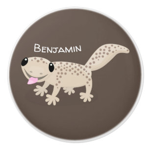 Bouton De Porte En Céramique Illustration de gecko tan tan mignon