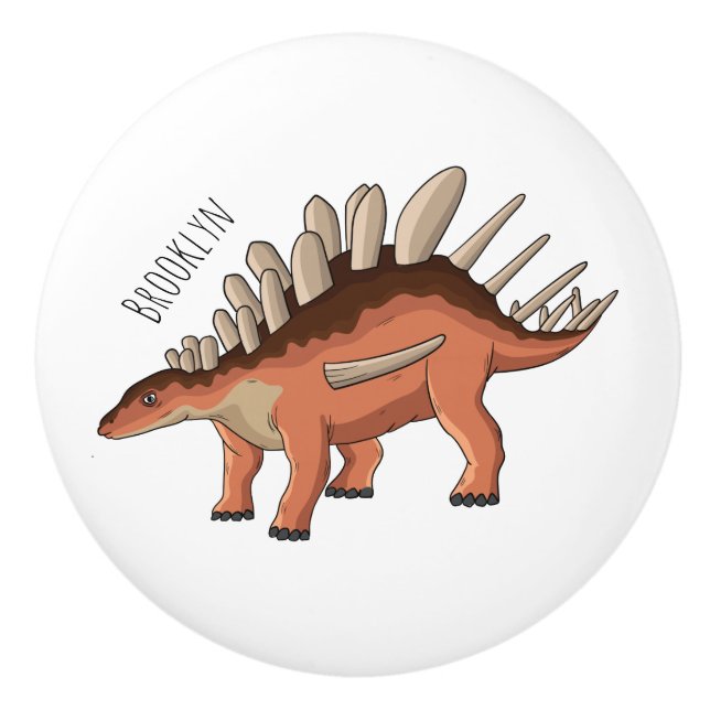 Bouton De Porte En Céramique Illustration de Kentrosaurus (Devant)