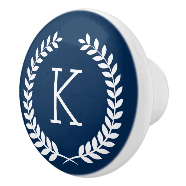 Bouton De Porte En Céramique Illustration de la couronne de feuilles blanches s (Droite)