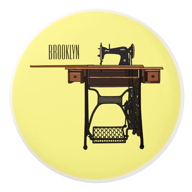 Bouton De Porte En Céramique Illustration de la machine à coudre (Devant)