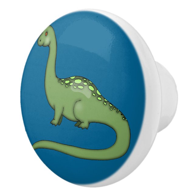 Bouton De Porte En Céramique Illustration de mignon Brontosaurus Dinosaur (Droite)