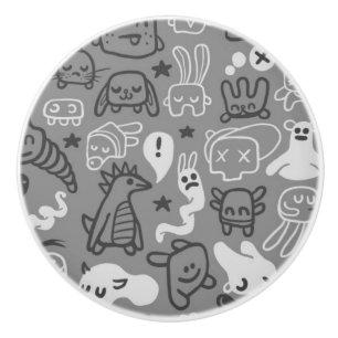 Bouton De Porte En Céramique illustration de motif de griffonnages