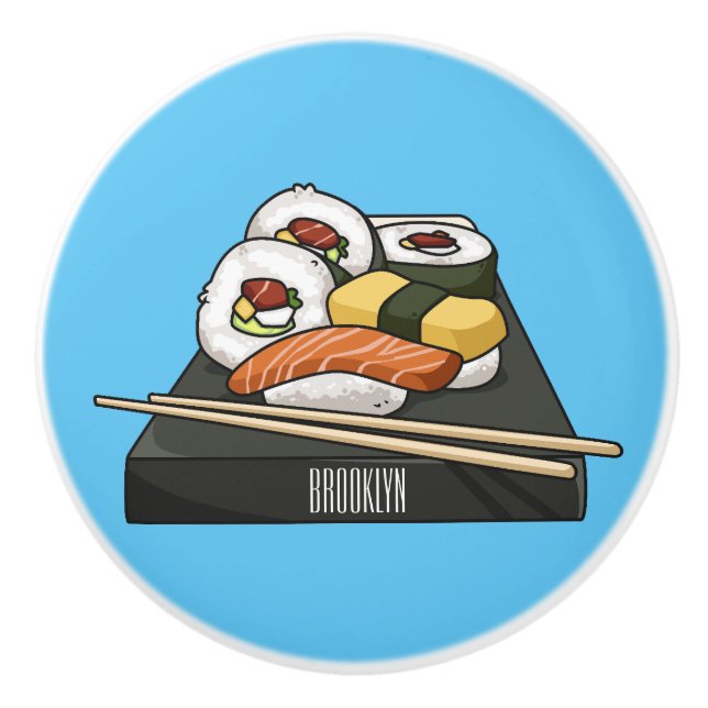 Bouton De Porte En Céramique Illustration de sushi (Devant)