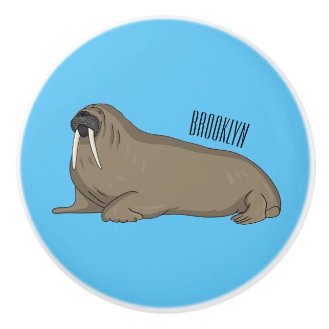 Bouton De Porte En Céramique Illustration de Walrus (Devant)