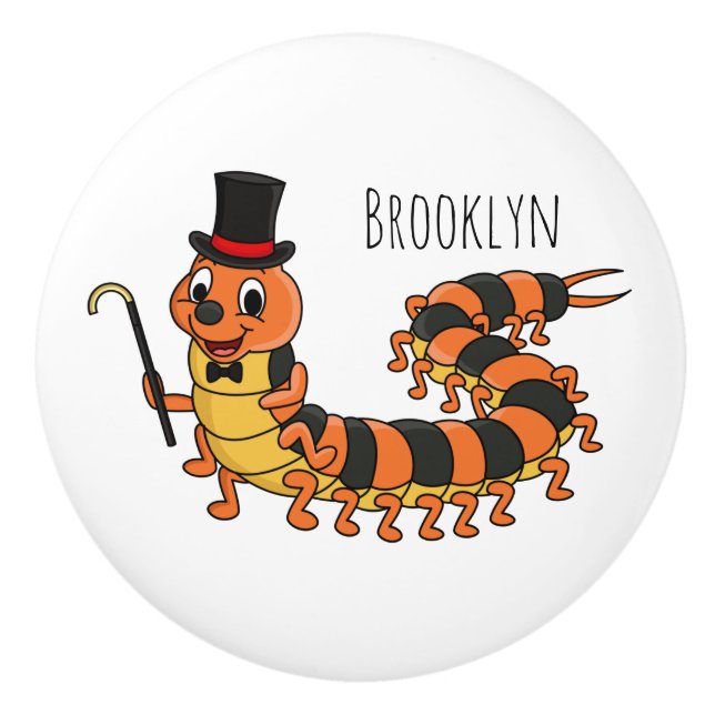 Bouton De Porte En Céramique Illustration drôle de dessin animé centipede (Devant)