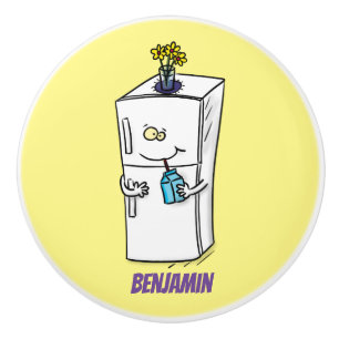 Bouton De Porte En Céramique Illustration drôle de réfrigérateur