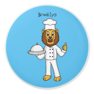 Bouton De Porte En Céramique Illustration du chef mignon lion