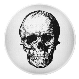 Bouton De Porte En Céramique Illustration du crâne Art Vintage