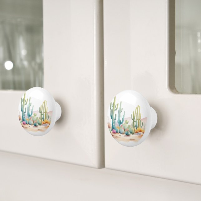 Bouton De Porte En Céramique Illustration du désert d'aquarelle (Créateur téléchargé)