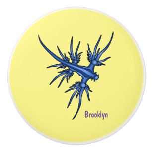 Bouton De Porte En Céramique Illustration du dragon bleu des limaces de mer