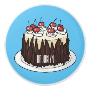 Bouton De Porte En Céramique Illustration du gâteau de la Forêt-Noire