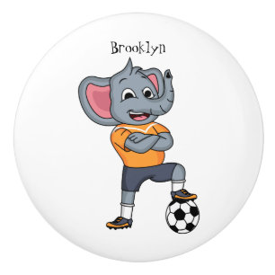 Bouton De Porte En Céramique Illustration du joueur de football éléphant