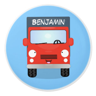 Bouton De Porte En Céramique Illustration d'un camion kawaii rouge mou
