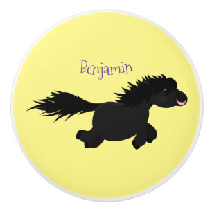 Bouton De Porte En Céramique Illustration d'un poney de Shetland mignon