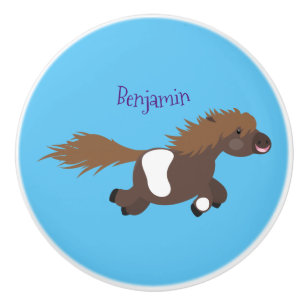 Bouton De Porte En Céramique Illustration d'un poney de Shetland mignon