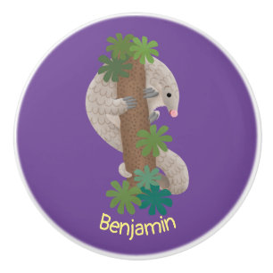 Bouton De Porte En Céramique Illustration d'une anteure de pangolin mignonne