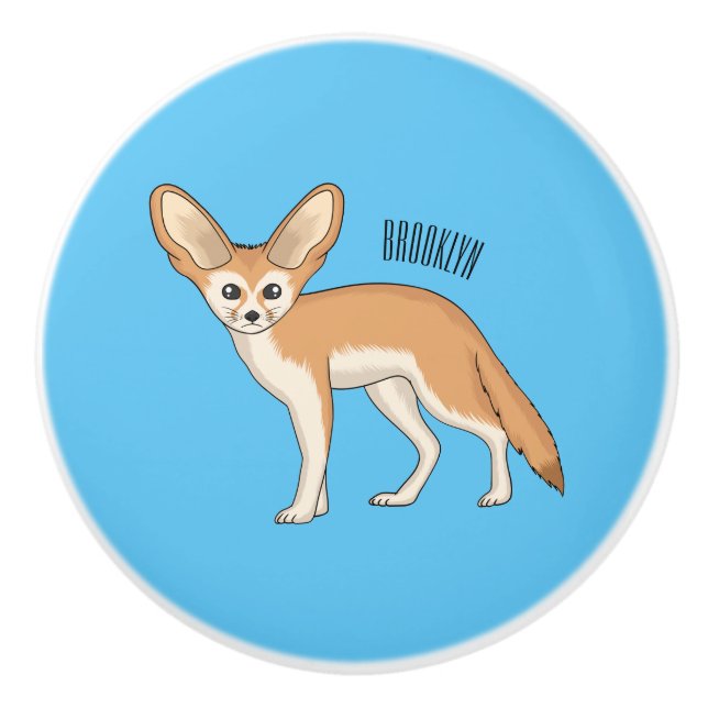 Bouton De Porte En Céramique Illustration Fennec fox (Devant)