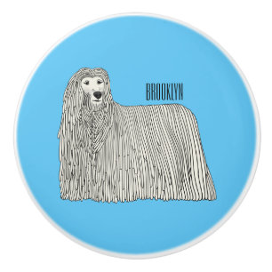 Bouton De Porte En Céramique Illustration Komondor pour chien
