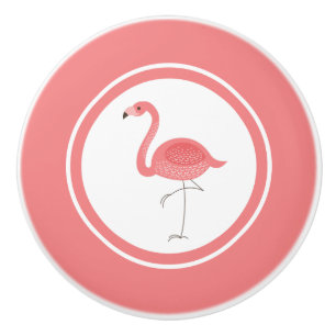 Bouton De Porte En Céramique Illustration rose mignonne de Flamant rose
